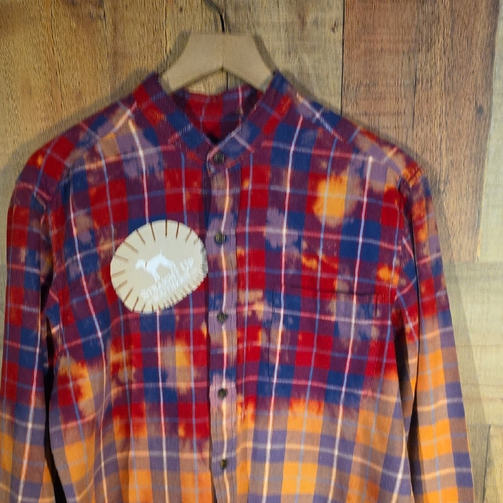 Upcycled Plaid Red And Orange Shirt - Picture 6 of 8
